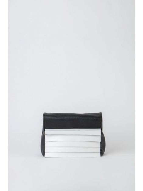 Black and white paneled folded pounch bag