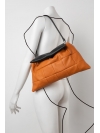 Orange and black leather shoulder bag