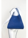 Lapis blue seamed tote bag