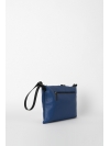 Lapis blue seamed shoulder bag