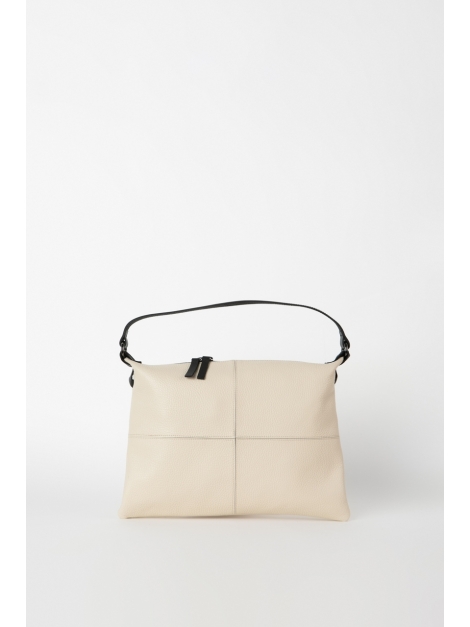 Beige seamed shoulder bag