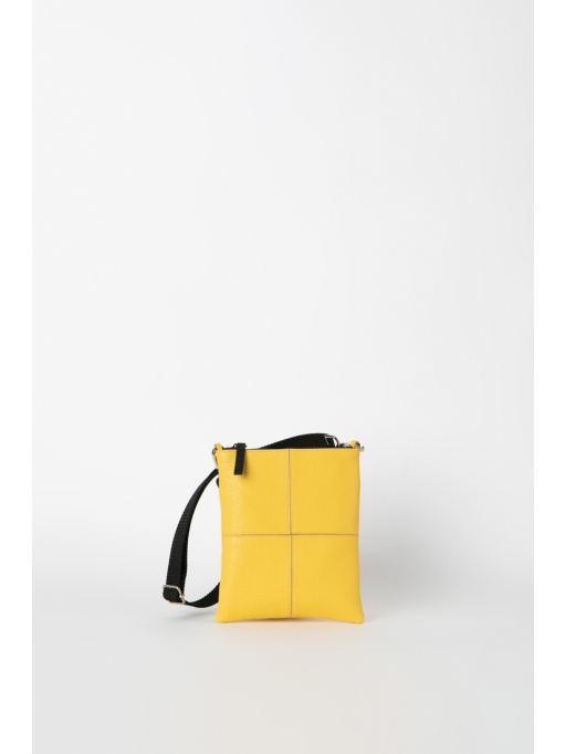 Yellow seamed cross-belt bag