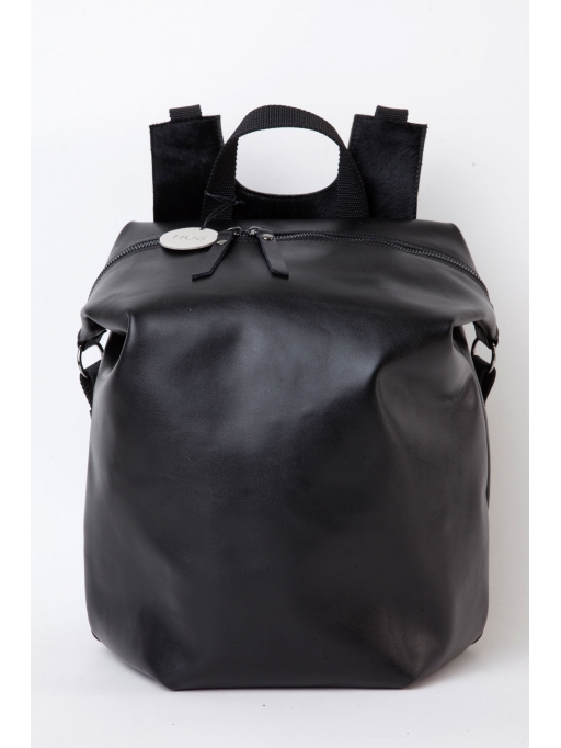 Black leather geometrical backpack