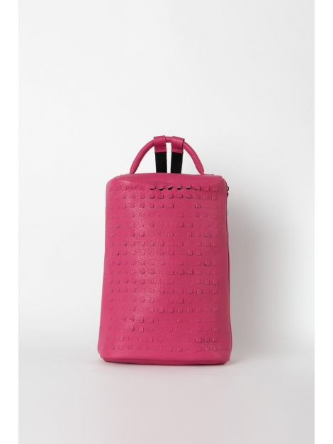 Fuchsia perforated leather backpack