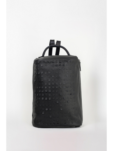 Black perforated leather backpack