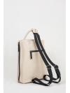 Beige perforated leather backpack