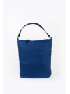 Lapis blue perforated leather hobo bag