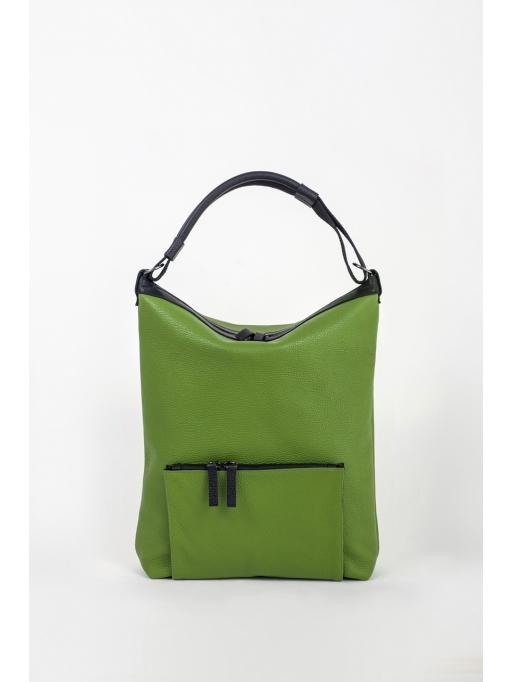 Green leather hobo bag