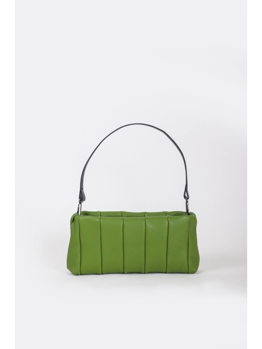 Green quilted baguette bag