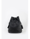 Black perforated leather bucket bag