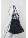 Leather net shoulder bag