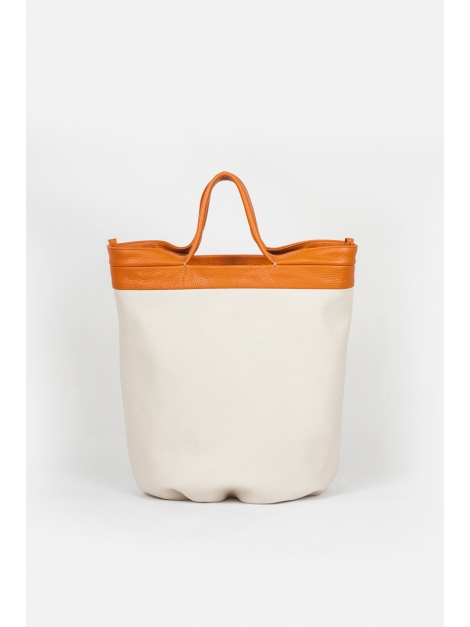 Large beige and orange tote bag