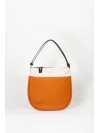 Orange and beige round shoulder bag