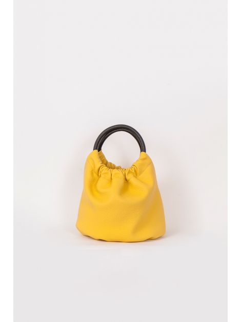 Yellow bucket top-handle bag