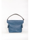 Blue leather tote bag