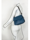 Blue flapover shoulder bag