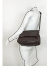 Dark brown large flapover shoulder bag