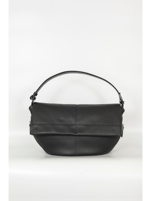 Black large flapover hobo bag