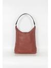 Terracotta perforated leather hobo bag