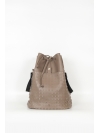 Taupe perforated leather bucket bag