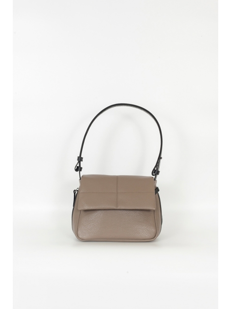 Taupe flapover shoulder bag