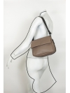 Taupe flapover shoulder bag