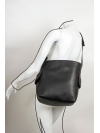 Black leather tote bag