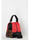 Colorblock red-snakeprint leather backpack