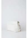 White and tabac paneled folded pounch bag